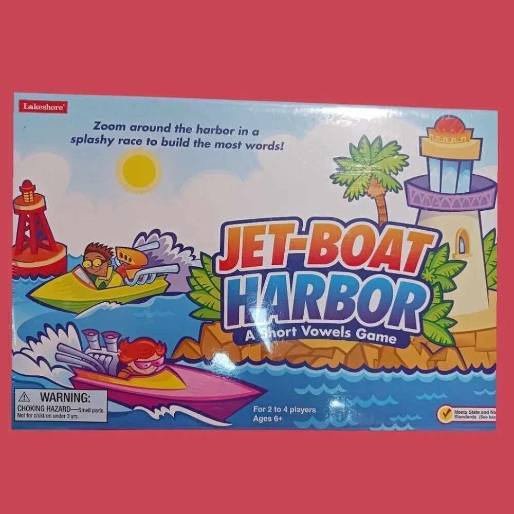 Lakeshore Jet-Boat Harbor A Short Vowels Game Ages 6+ 2-4 Players